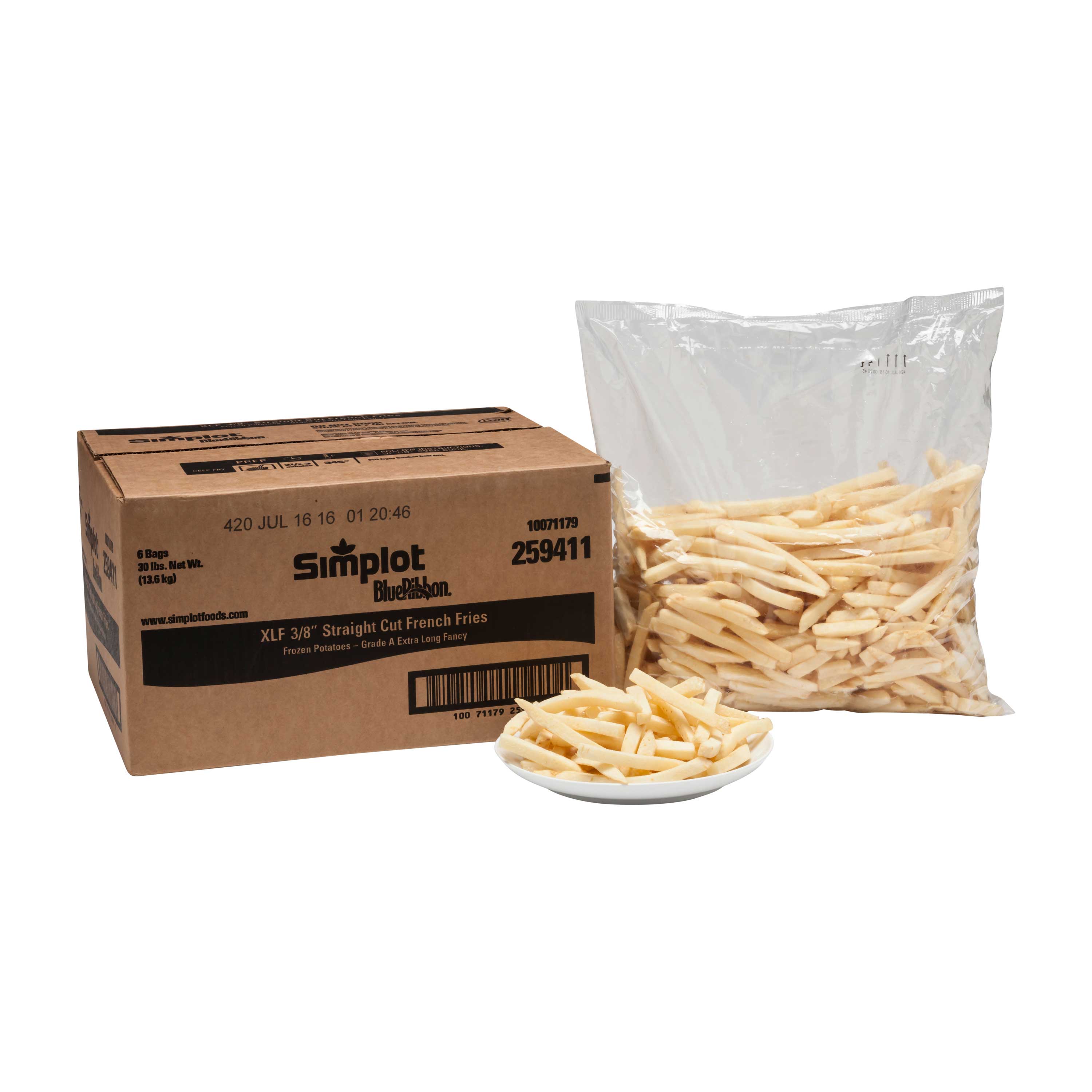 Blue Ribbon Simplot Logo Simplot Blue Ribbon 3/8 inch Straight Cut Potato Fries, 6 Pound -- 6 ...