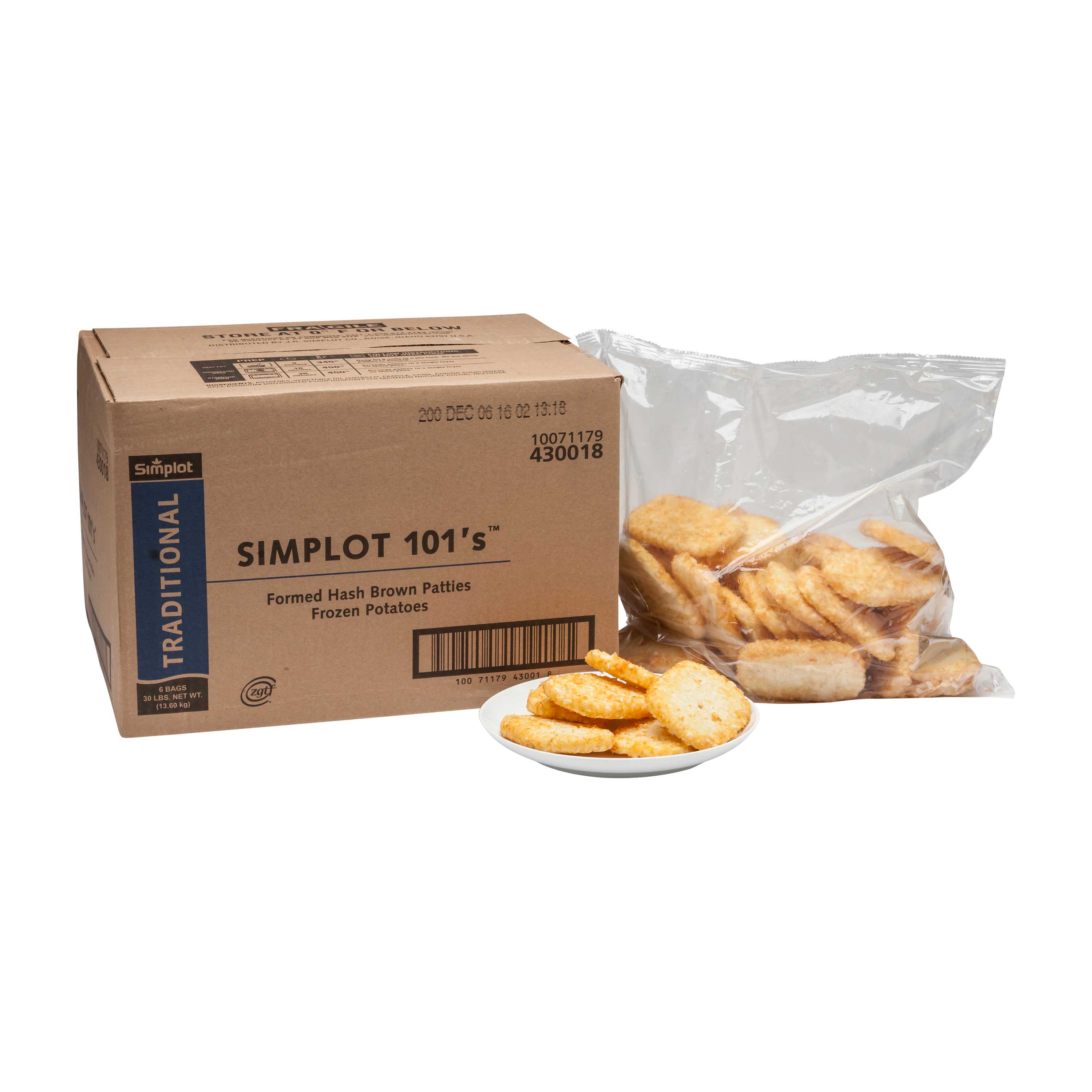Simplot Traditional Hash Brown Potato Patties Case | FoodServiceDirect