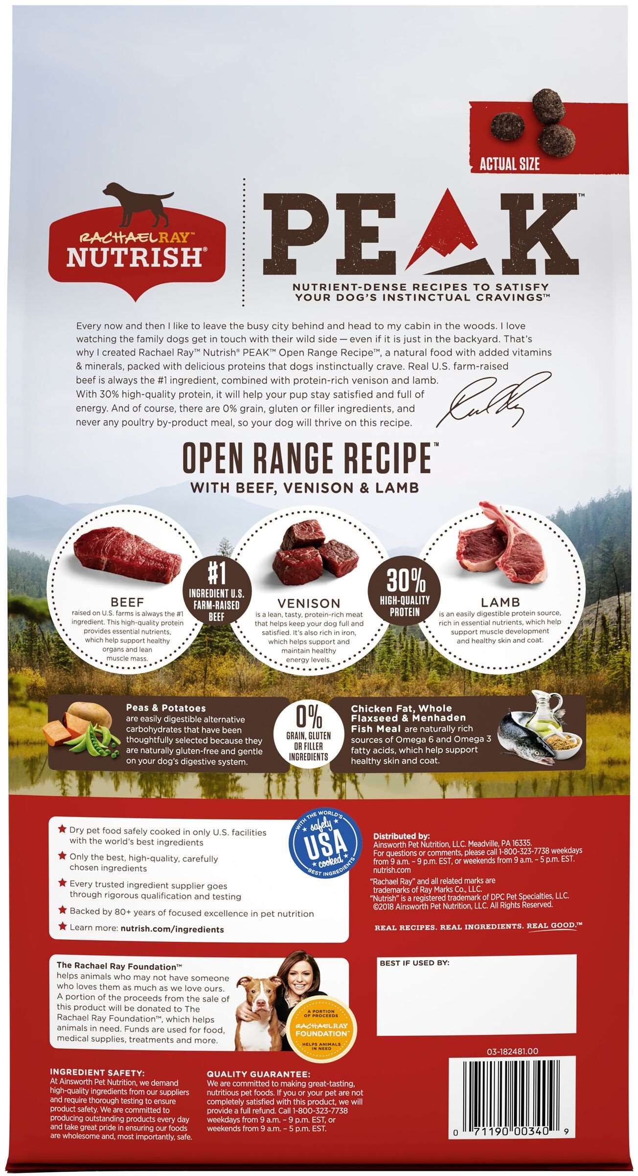 Rachael Ray Nutrish Peak Open Range Beef and Venison Dry Dog Food 4 Pound Bag