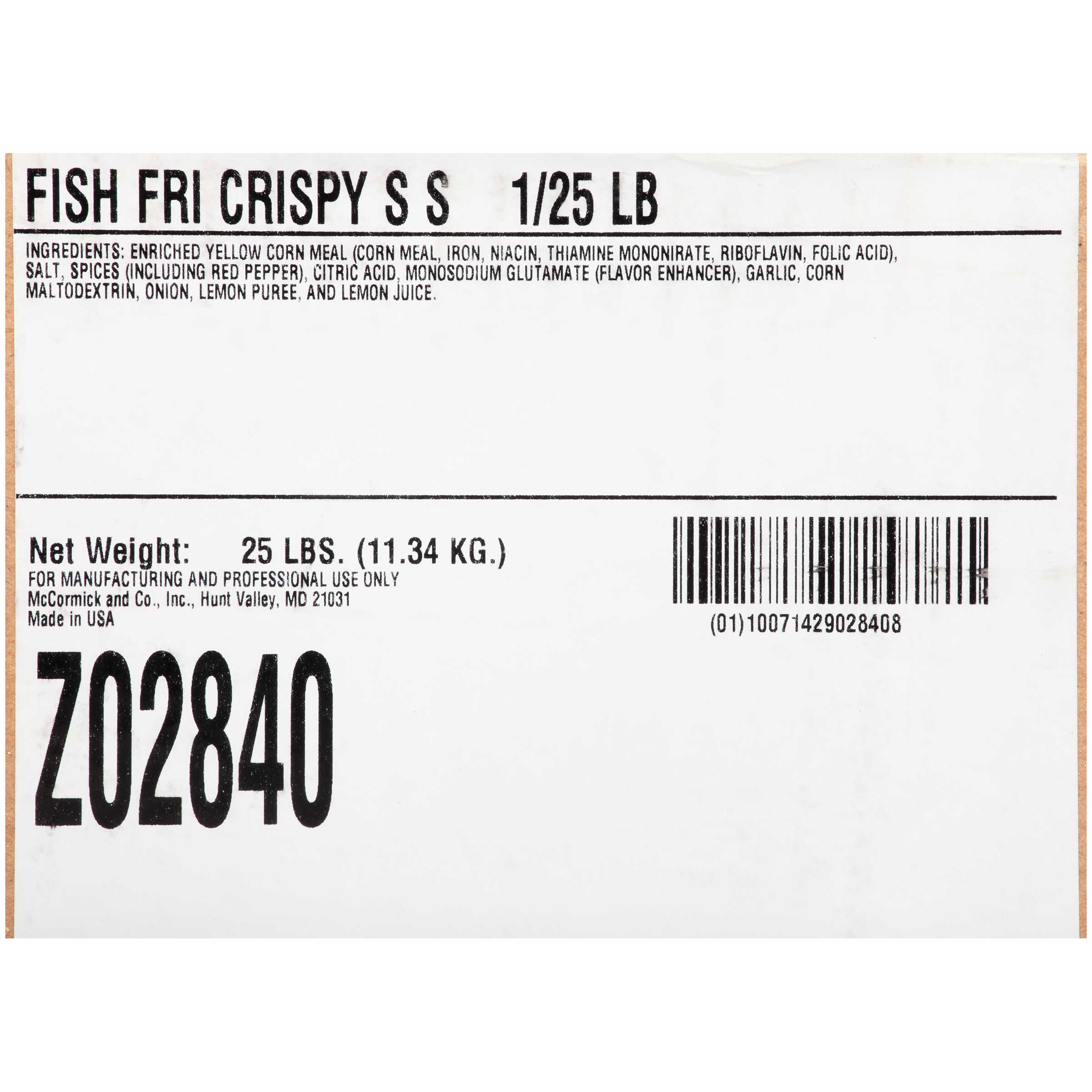 Zatarain's New Orleans Style Fish Fry Seasoning Mix, 25 Pound