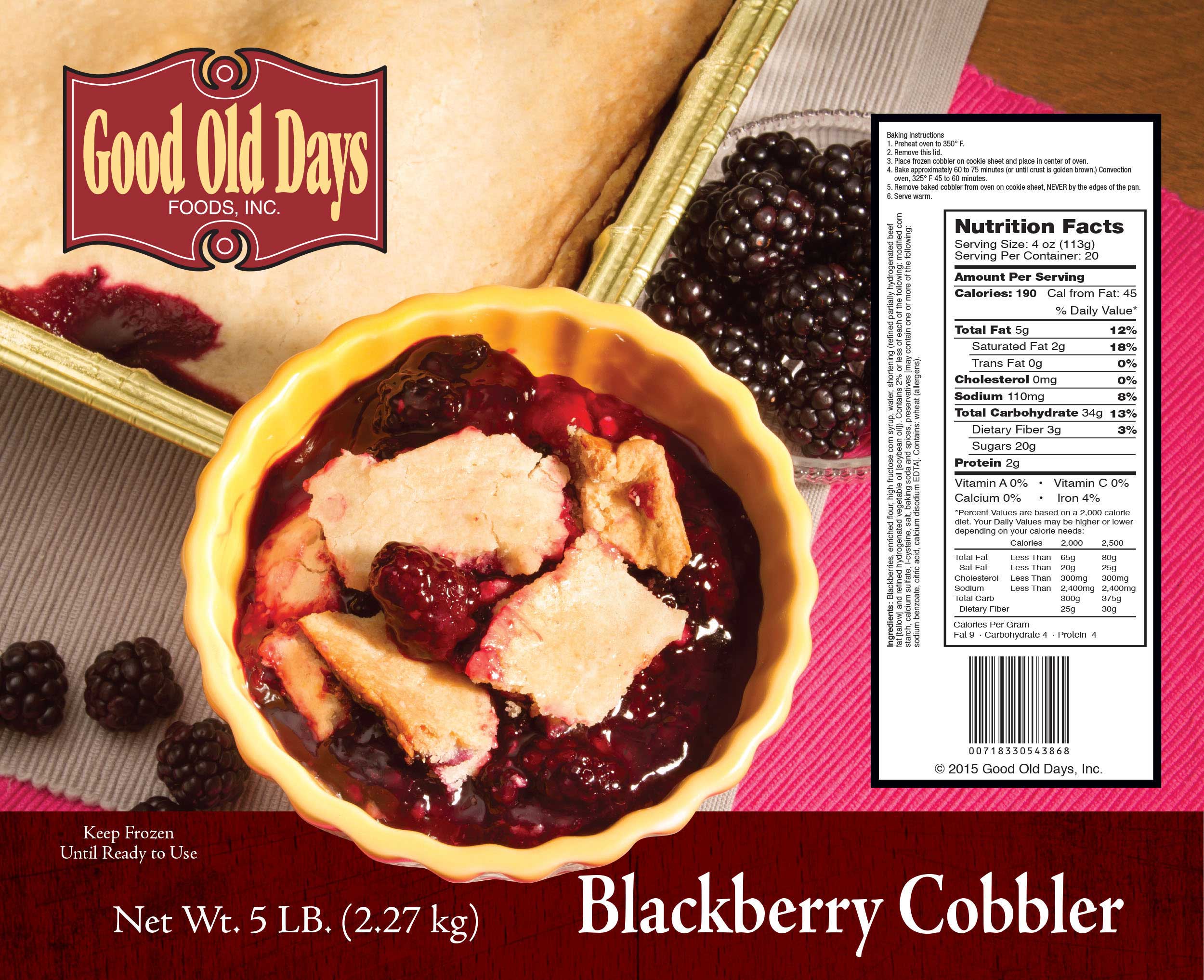 Good Old Days Blackberry Cobbler, 5 Pound -- 2 Per Case