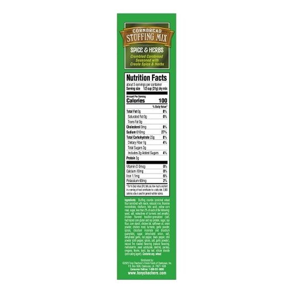 Tony Chachere's Spice And Herb Cornbread Stuffing Mix, 6 Ounce -- 8 Per Case