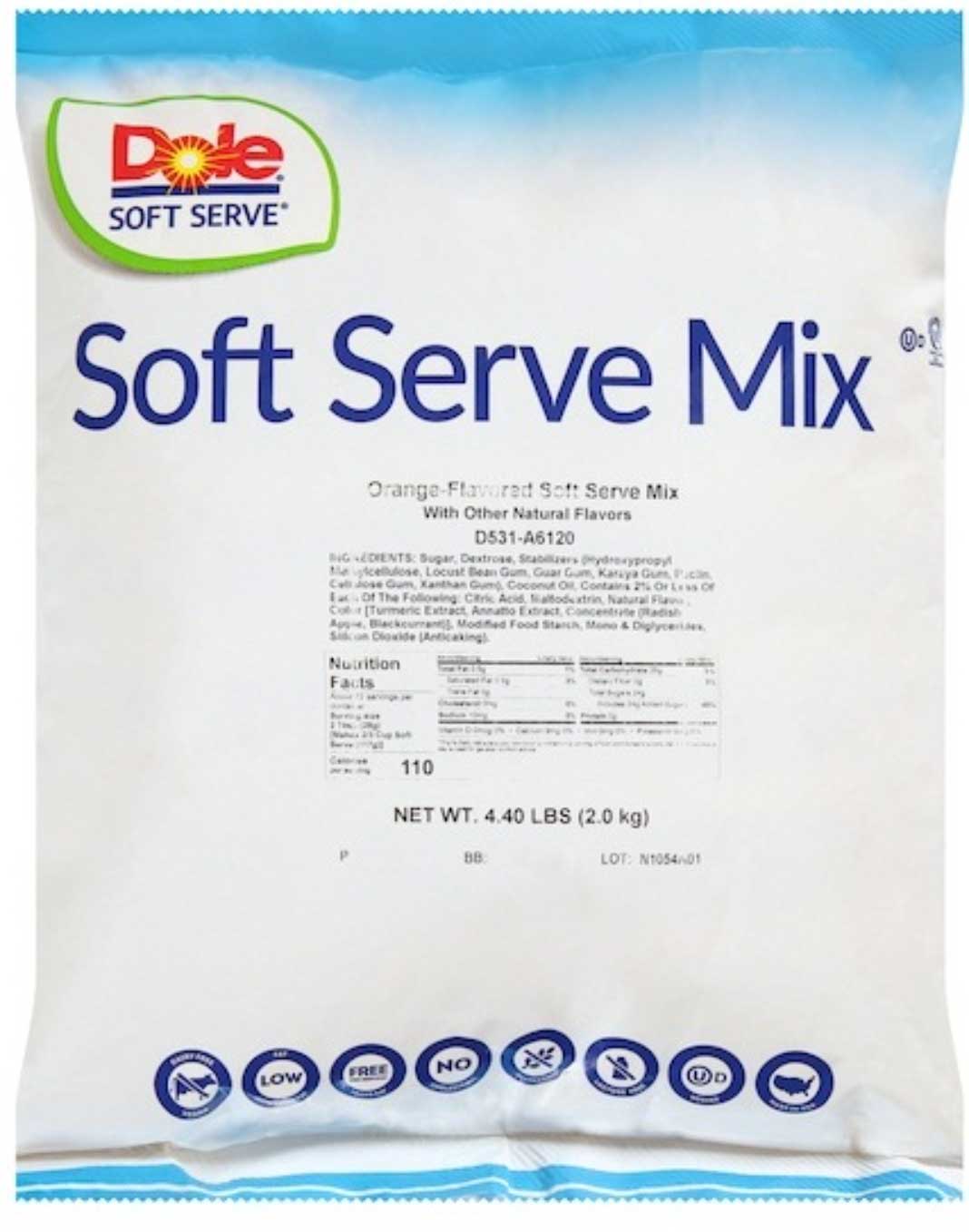 Dole Orange Soft Serve Mix, 4.4 Pound -- 4 per case.