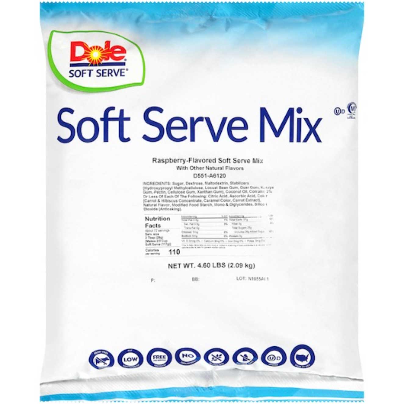 Dole Raspberry Soft Serve Mix, 4.6 Pound -- 4 per case.