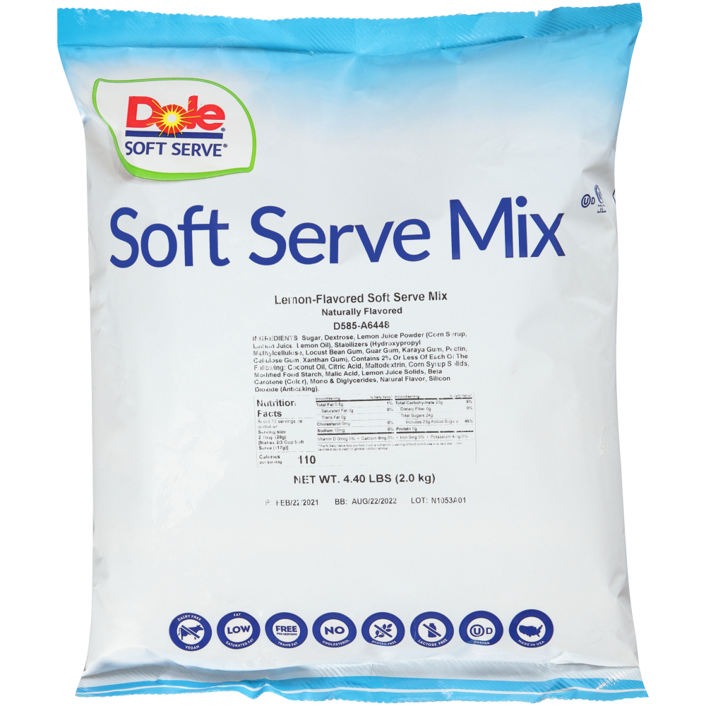 Dole Lemon Naturally Flavored Soft Serve Mix, 4.4 Pound -- 4 per case.