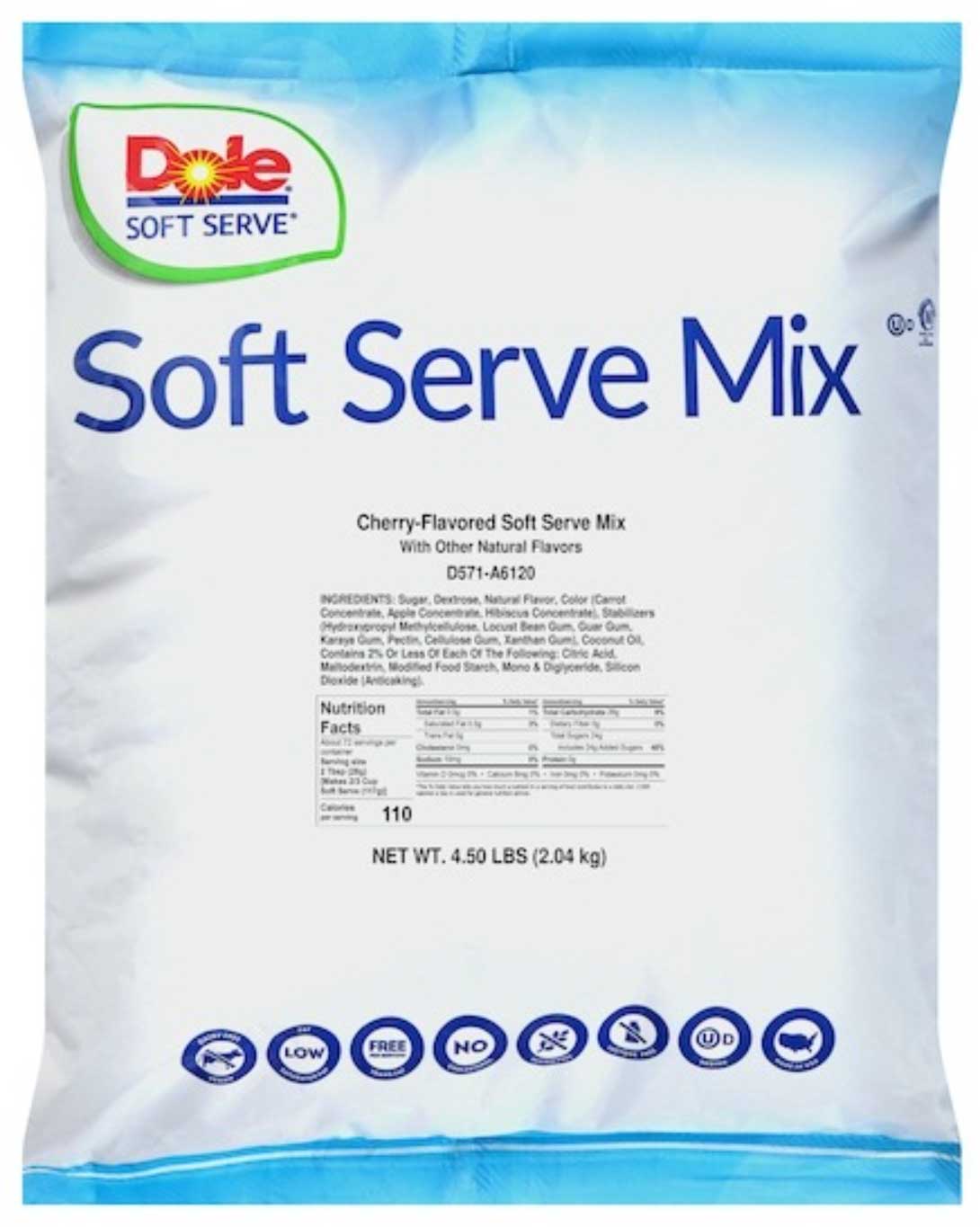 Dole Cherry Soft Serve Mix, 4.5 Pound -- 4 per case