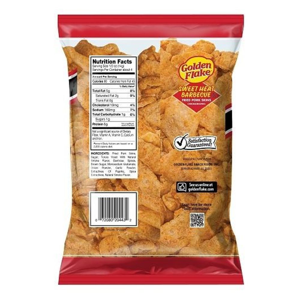 Golden Flake Sweet Heat Barbecue Fried Pork Skins, 2 Ounce -- 6 Per Case