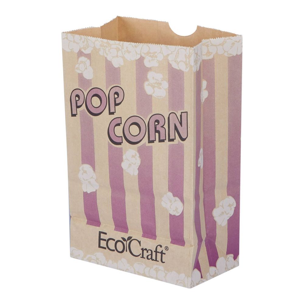 Bagcraft Ecocraft Purple Stripe Theater Popcorn Bag, 32 Ounce Capacity -- 1000 Per Case