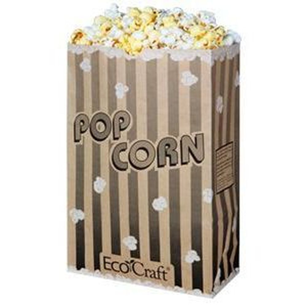 Bagcraft Ecocraft Black Stripe Theater Popcorn Bag, 170 Ounce Capacity -- 250 Per Case