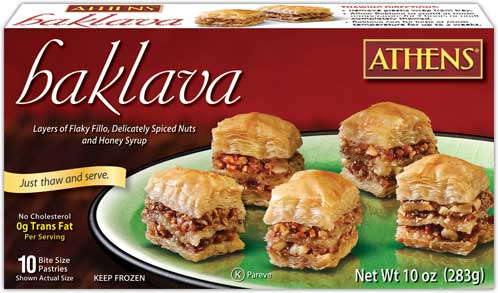 Athens Foods Bite Size Walnut Pastry Baklava, 10 Ounce -- 12 Per Case