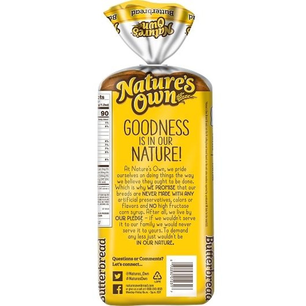 Nature's Own Premium Oval Butterbread, 27 Ounce -- 8 Per Case