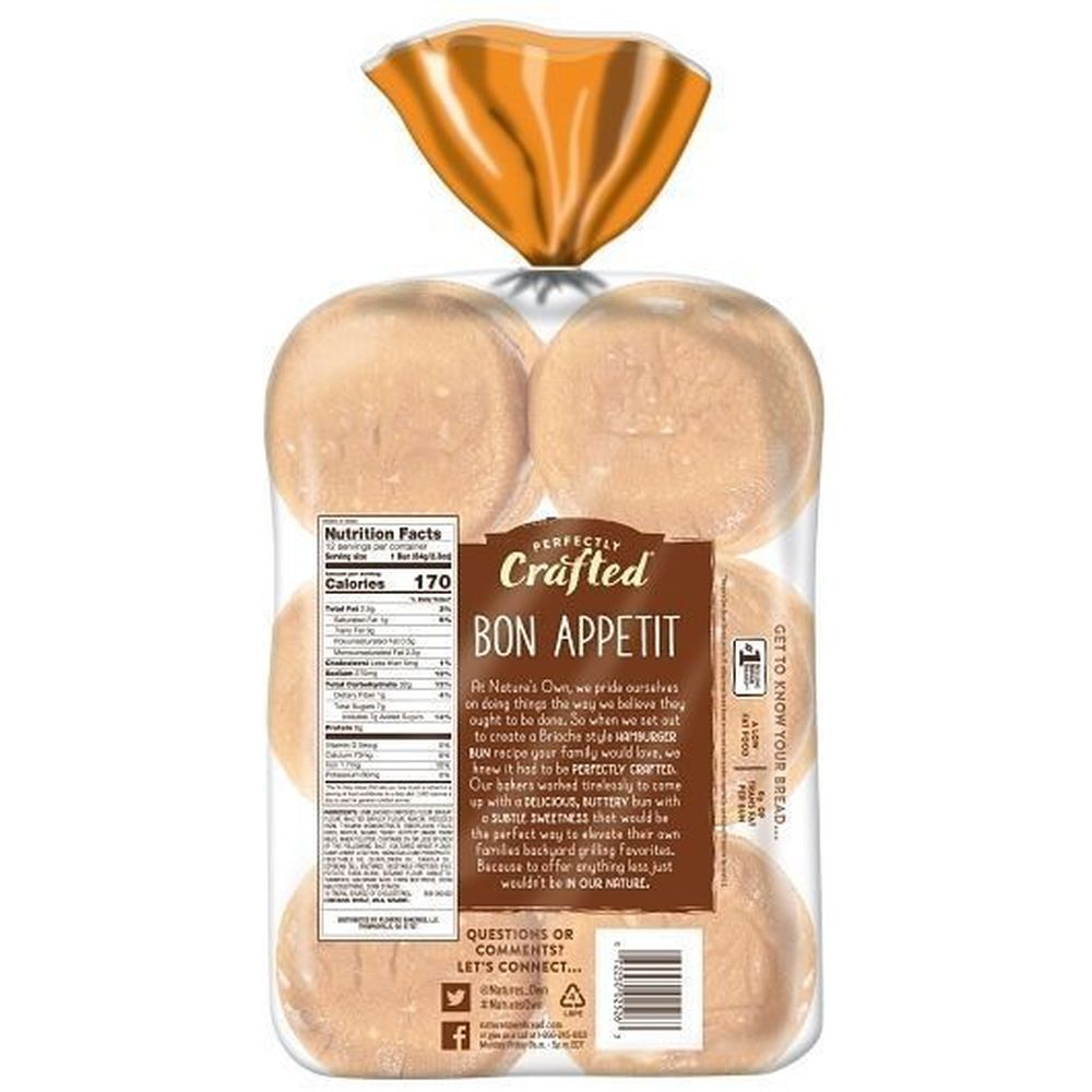 Nature's Own Brioche Style Hamburger Bun, 27 Ounce -- 8 Per Case