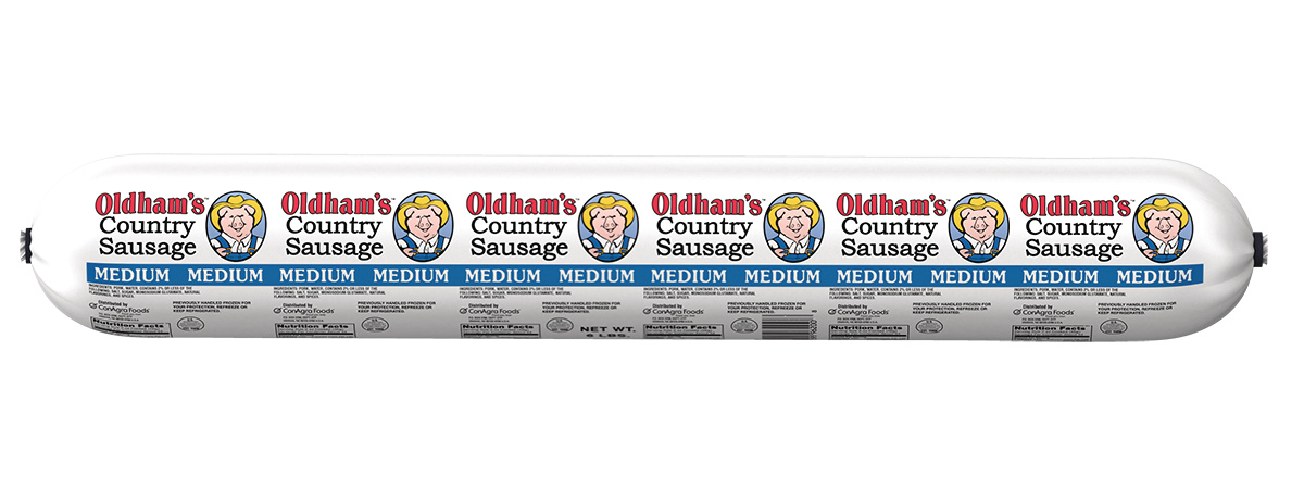Odoms Tennessee Pride Medium OldHams Sausage Roll, 96 Ounce -- 4 per case.