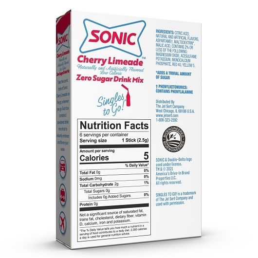 Sonic Cherry Limeade Singles To Go Drink Mix, 6 Count -- 12 Per Case