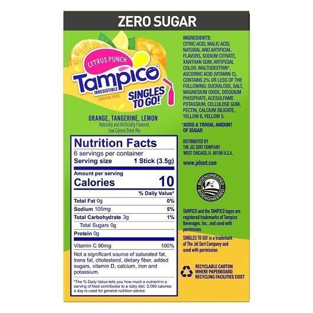 Tampico Citrus Punch Singles To Go Drink Mix, 6 Count -- 12 Per Case