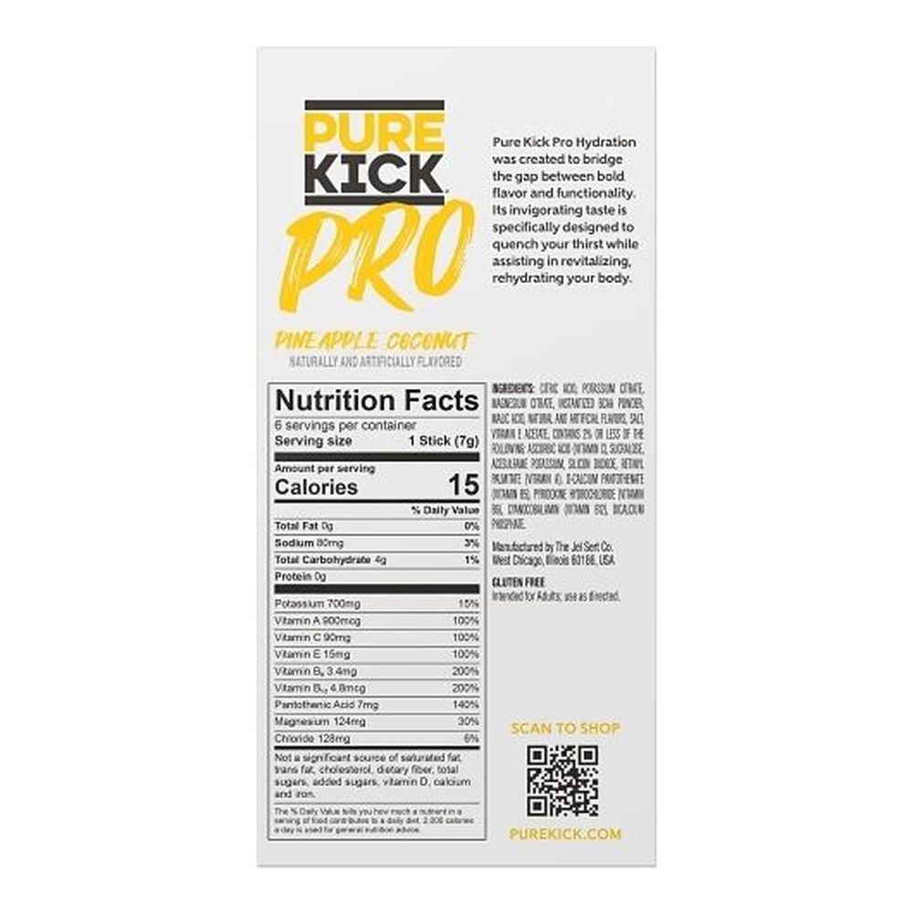 Pure Kick Pro Hydrate Pineapple Coconut Singles To Go Drink Mix, 1.45 Ounce -- 6 Per Case