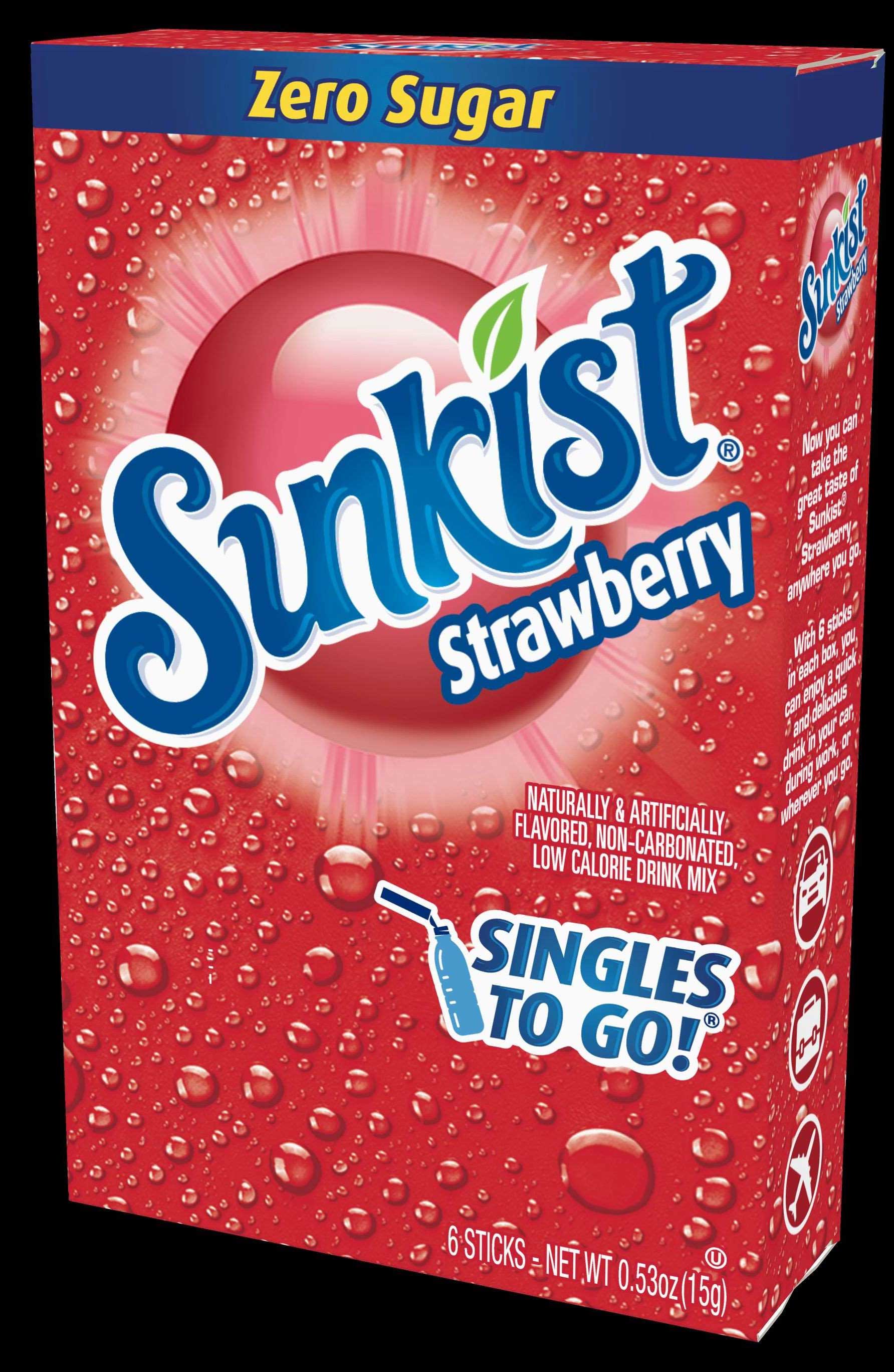 Sunkist Singles To Go Strawberry Drink Mix, 0.53 Ounce -- 12 per case