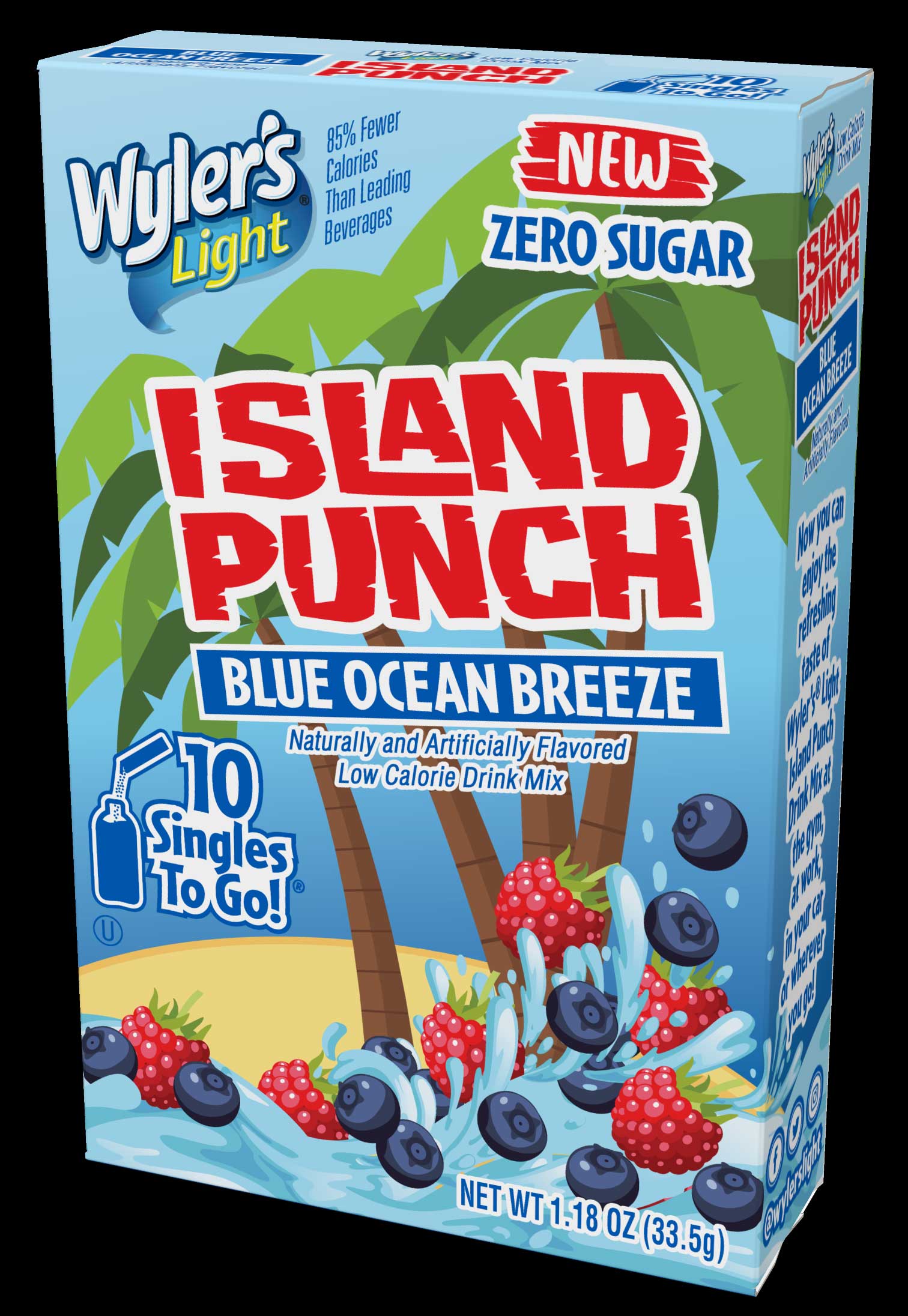 Wyler's Light Singles To Go Island Punch Blue Ocean Breeze Drink Mix, 1.18 Ounce -- 12 Per Case