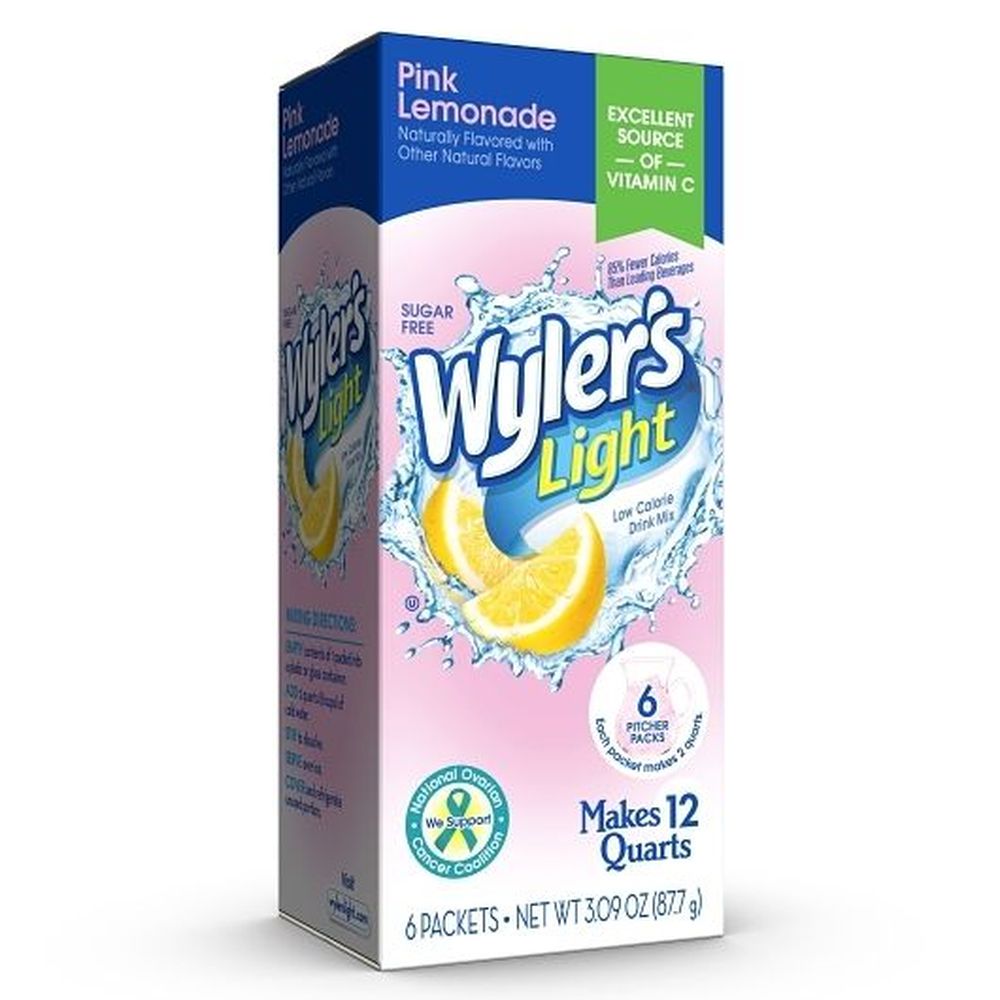 Wyler's Light Singles To Go Powder Packets, Water Drink Mix Variety Pack Pink Strawberry Blueberry Lemonade Sugar Caffeine Free On The Go 40 Count