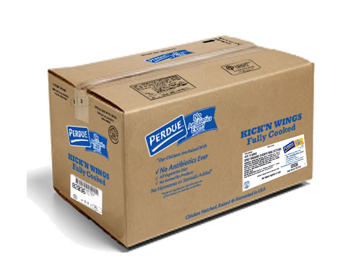 Perdue Fully Cooked Spicy Breaded Chicken Kickin Wing, 5 Pound -- 3 Per Case