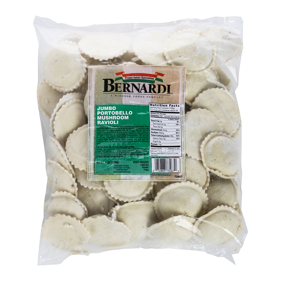 Windsor Bernardi Portobello Mushroom Jumbo Round Ravioli, 5 Pound -- 2 per case.