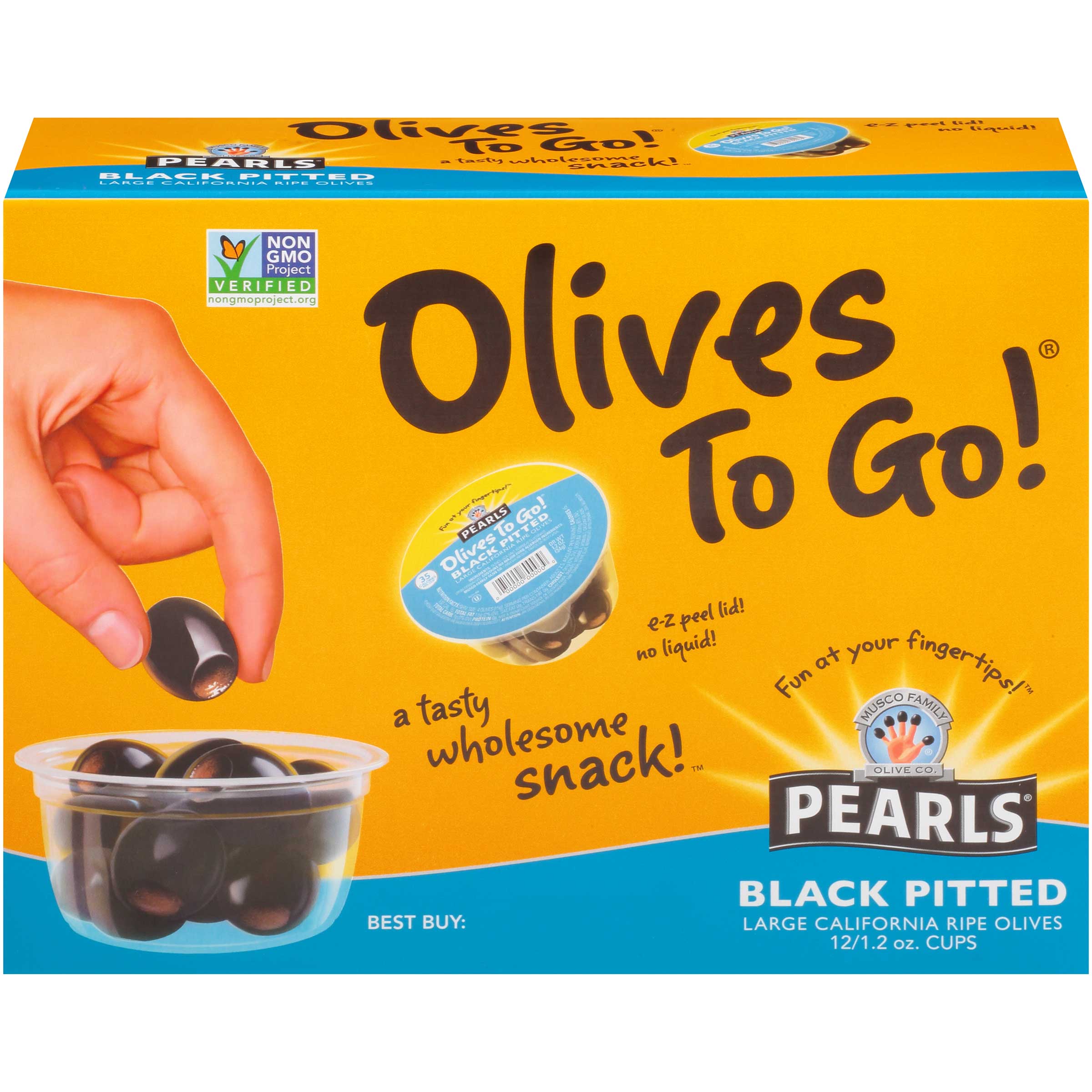 Pearls Black Ripe Olives, 1.2 Ounce Cup -- 96 per case.