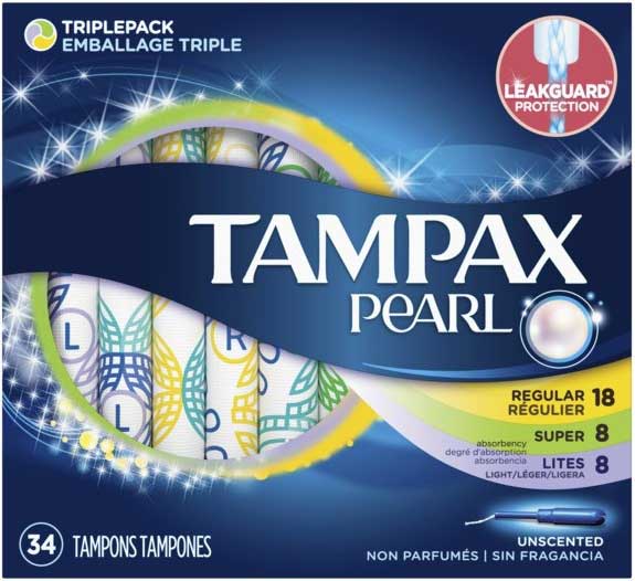 Tampax Pearl Lites / Regular / Super Tampons, 34 Count -- 6 Per Case