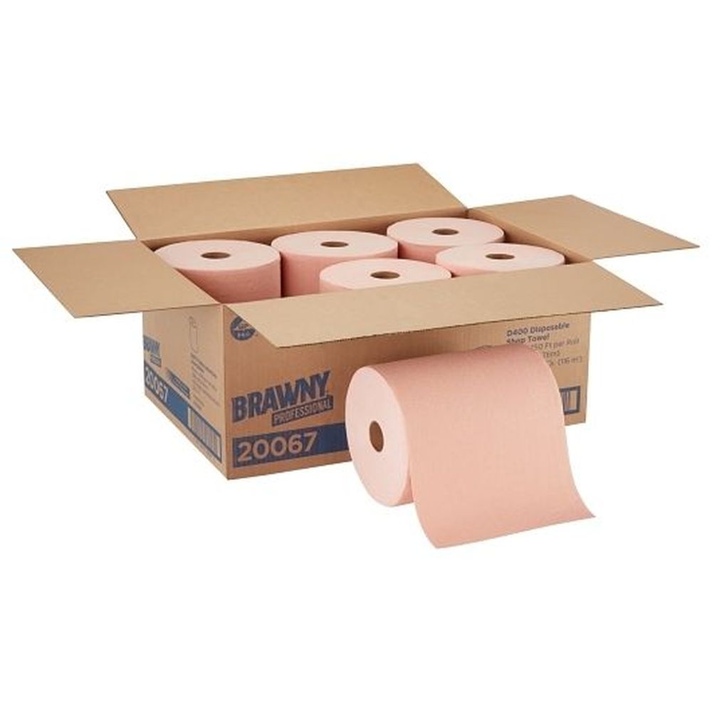 Brawny Professional D400 Disposable Shop Towel Refills For 59465 Dispenser, 10 Inch X 250 Feet Roll -- 6 Per Case