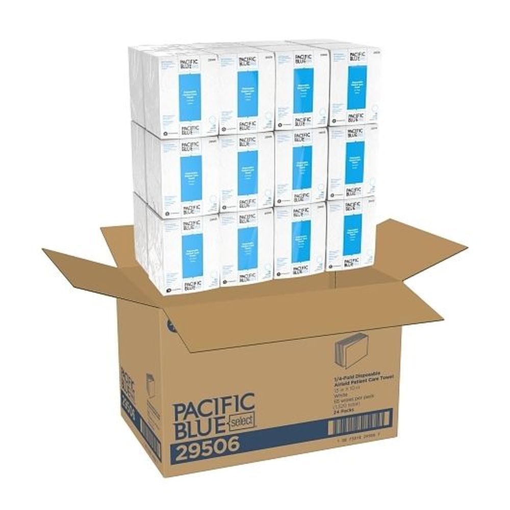 Pacific Blue Select A300 Disposable Patient Care 1/4-fold White Washcloth, 55 Count -- 24 Per Case