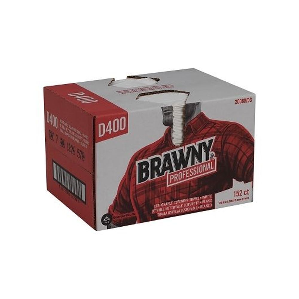 Brawny Professional D400 White Disposable Cleaning Towel, 152 Count