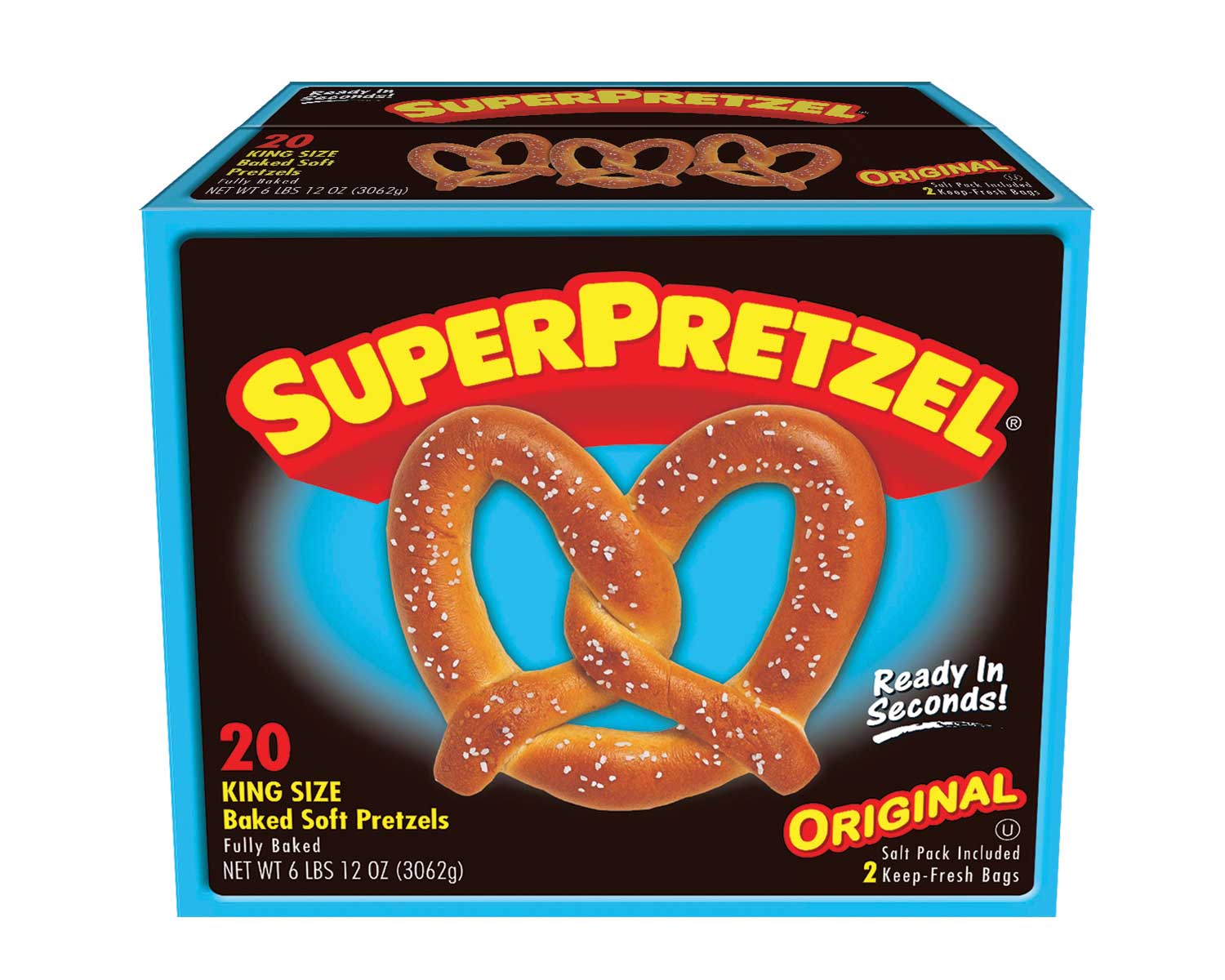 J and J Snack Super King Size Baked Soft Pretzel, 5 Ounce -- 80 per case.