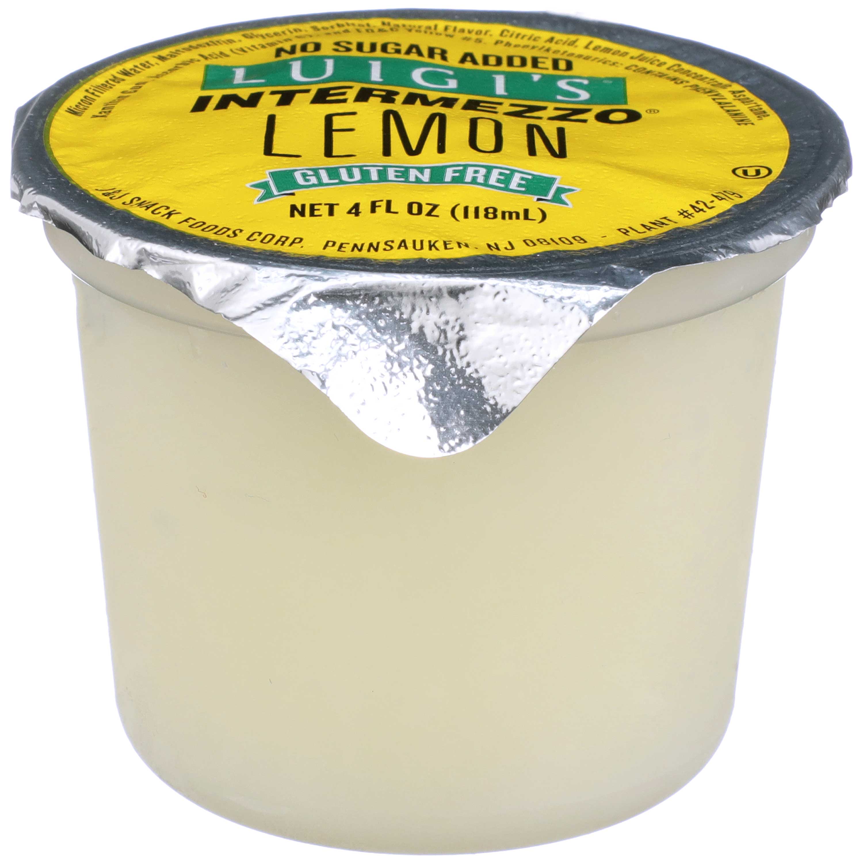 Luigis No Sugar Added Lemon Intermezzo, 4 Fluid Ounce -- 72 per case.
