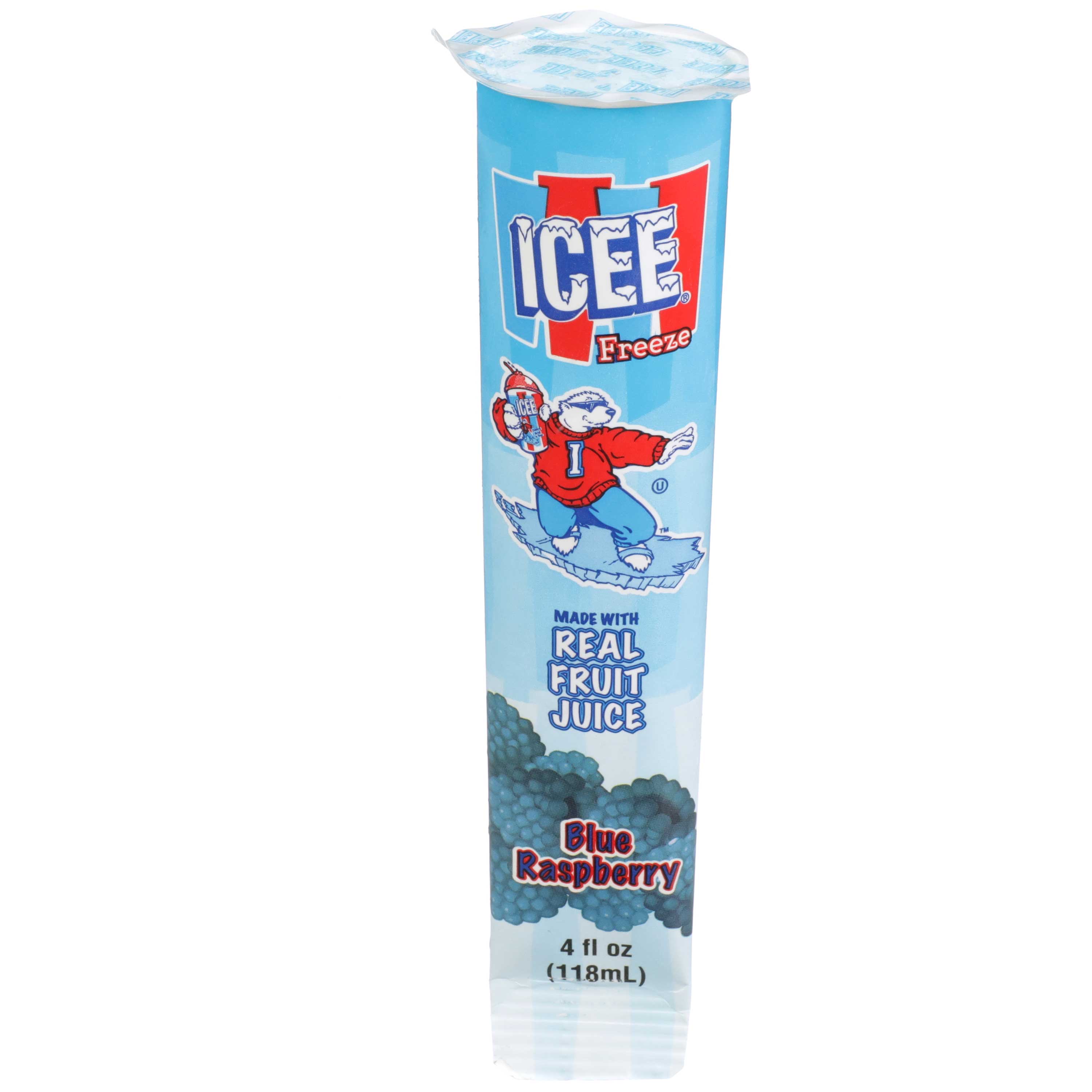 Icee Blue Raspberry Squeeze Up Tubes, 4 Ounce -- 24 per case.