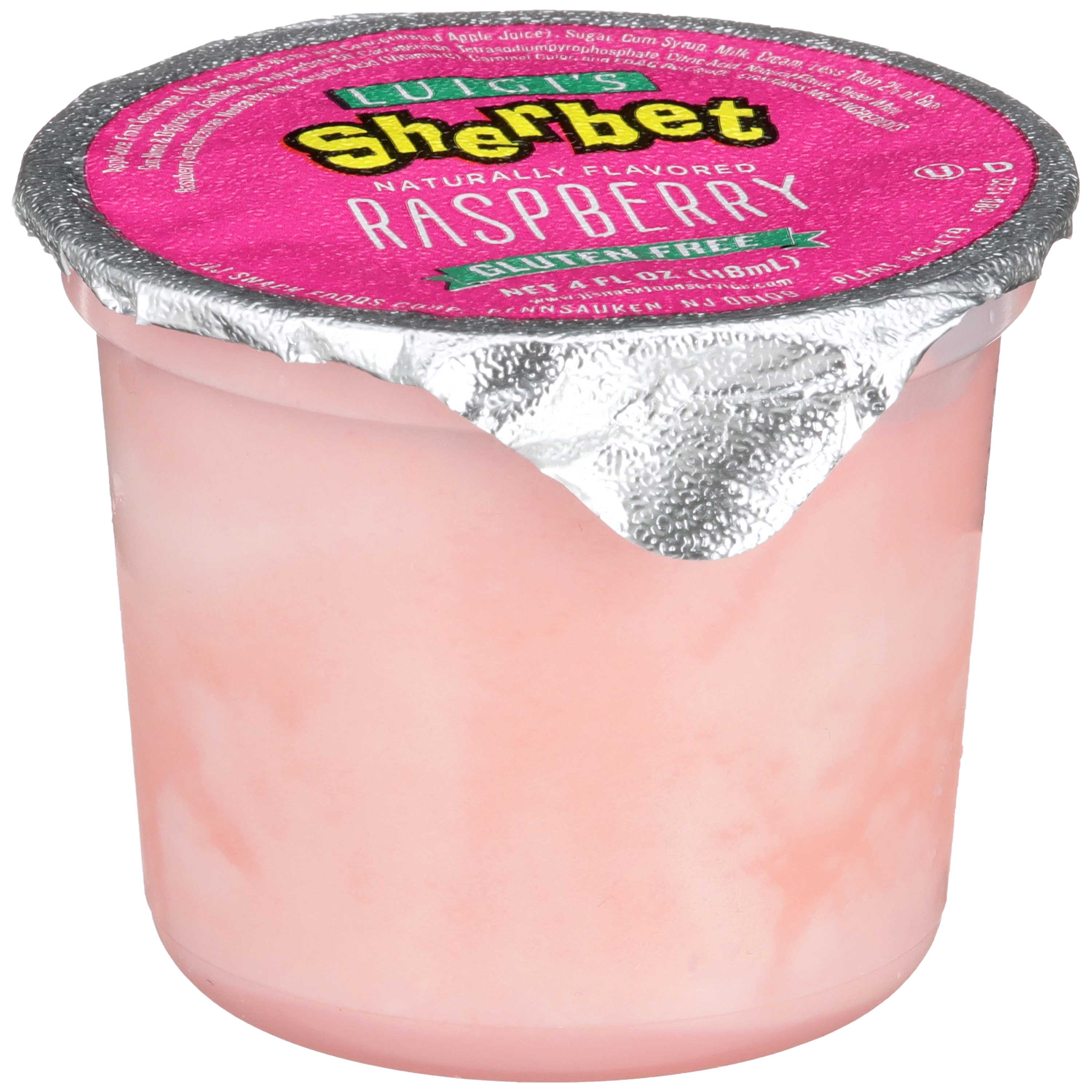 Luigis Raspberry Sherbet Cup, 4 Ounce -- 96 per case.