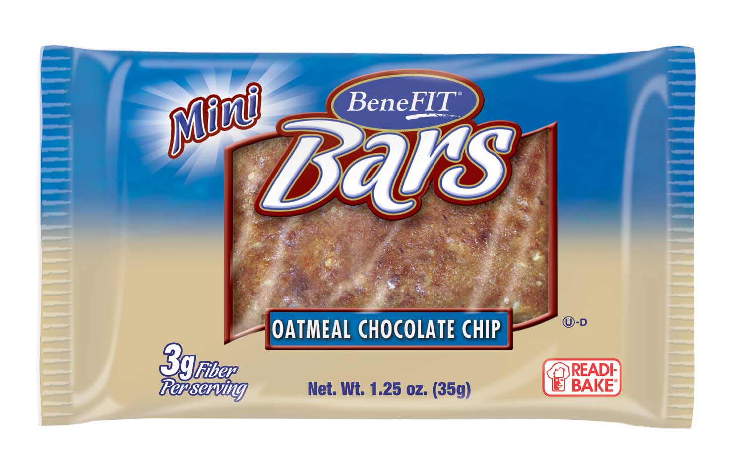 Readi Bake Benefit Oatmeal Chocolate Chip Snack Bars, 1.25 Ounce -- 96 per case.