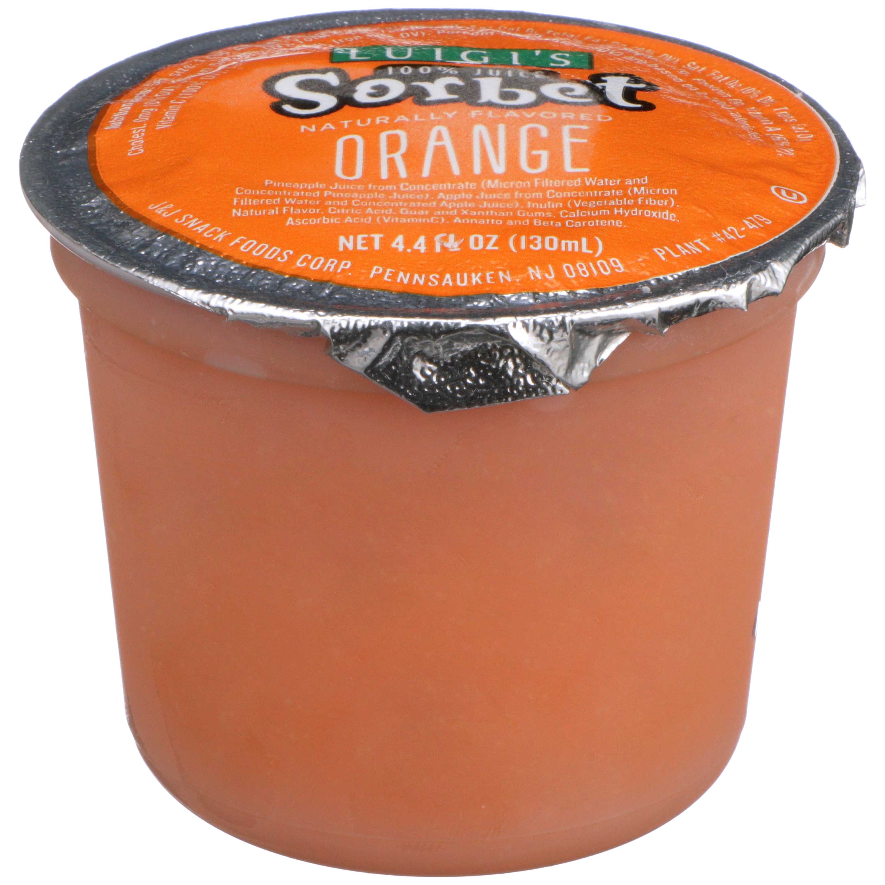 Luigi's No Sugar Added Orange Sorbet Cup, 4.4 Fluid Ounce -- 96 per case