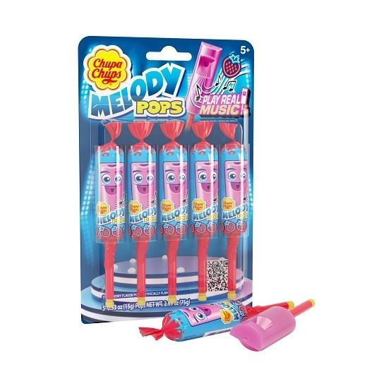 Chupa Chups Strawberry Melody Pops, Blister Pack, 2.649 Ounce -- 12 Per Case