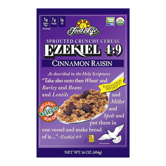 Food For Life Organic Ezekiel 4:9 Sprouted Whole Grain Cinnamon Raisin Cereal, 16 Ounce -- 6 Per Case