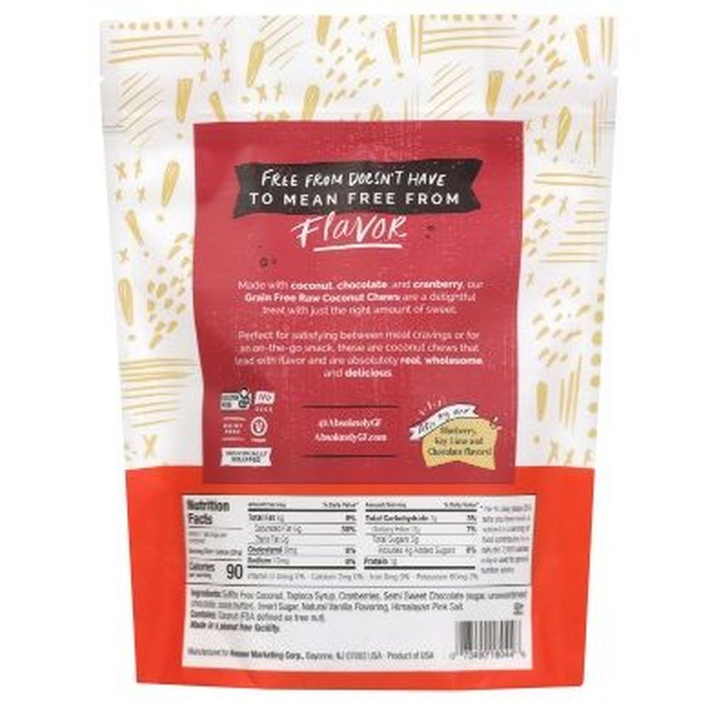 Absolutely Gluten Free Coconut Chews With Cranberry, 5 Ounce -- 12 Per Case