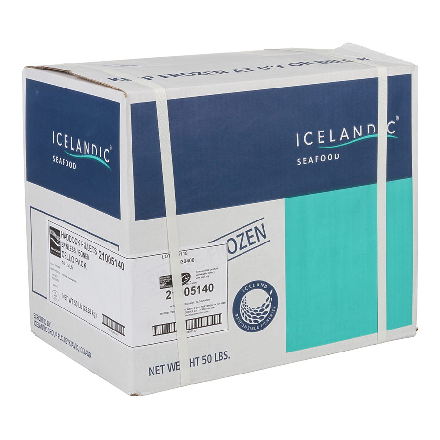 Icelandic Seafood Frounceen Skinless Boned Haddock Fillets Cello Pack, 5 Pound -- 10 Per Case
