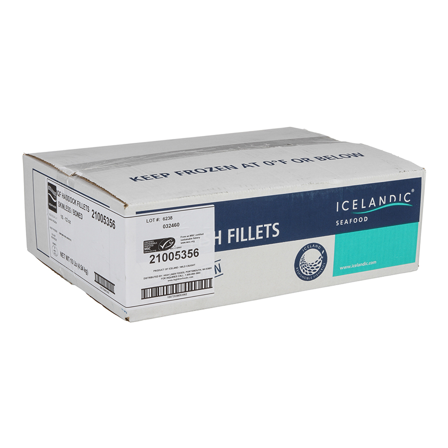 Icelandic Seafood 10-12 Ounce Skinless Boned Single Haddock Fillets, 10 Pound