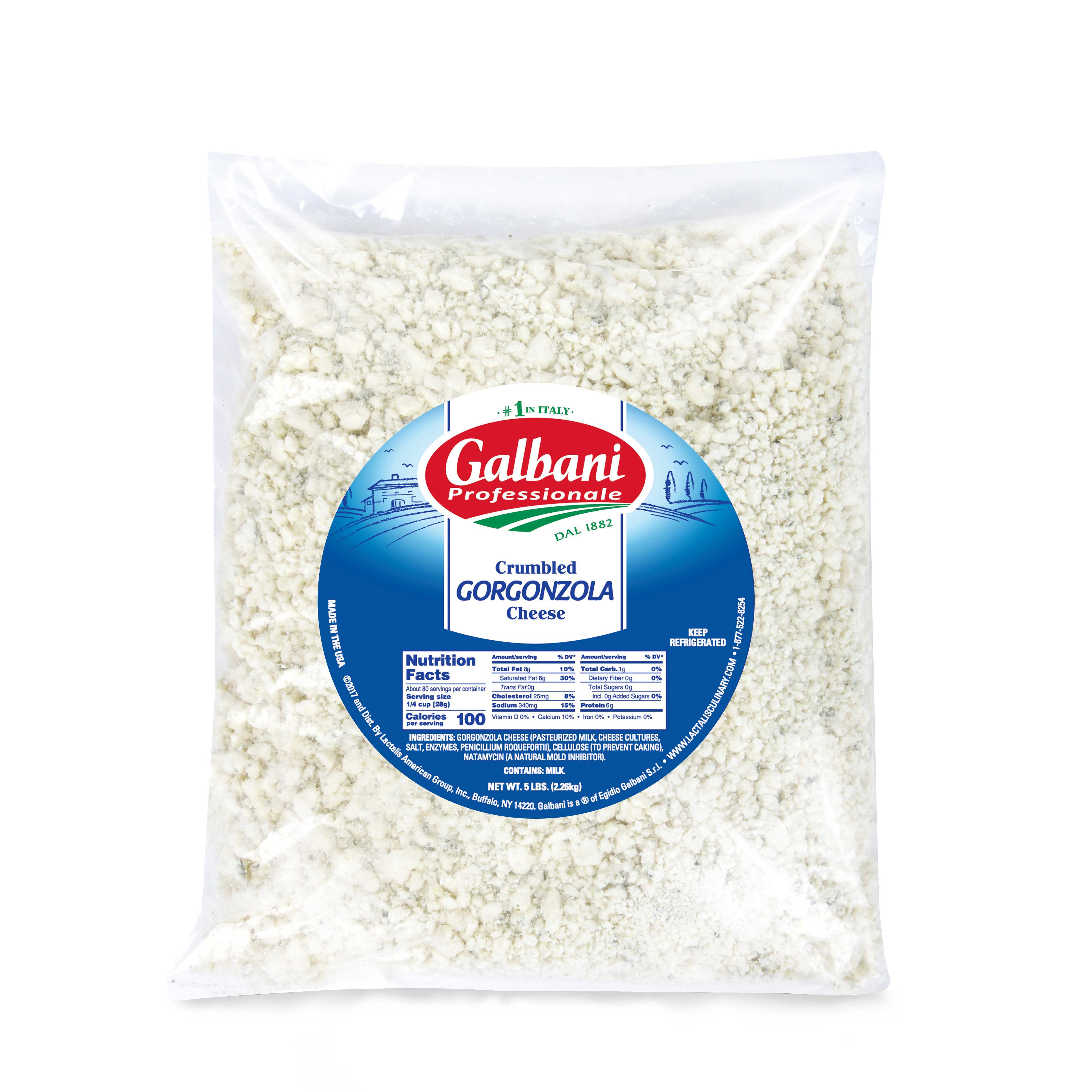 Galbani Professionale Crumbled Gorgonzola Cheese, 5 Pound -- 4 per case