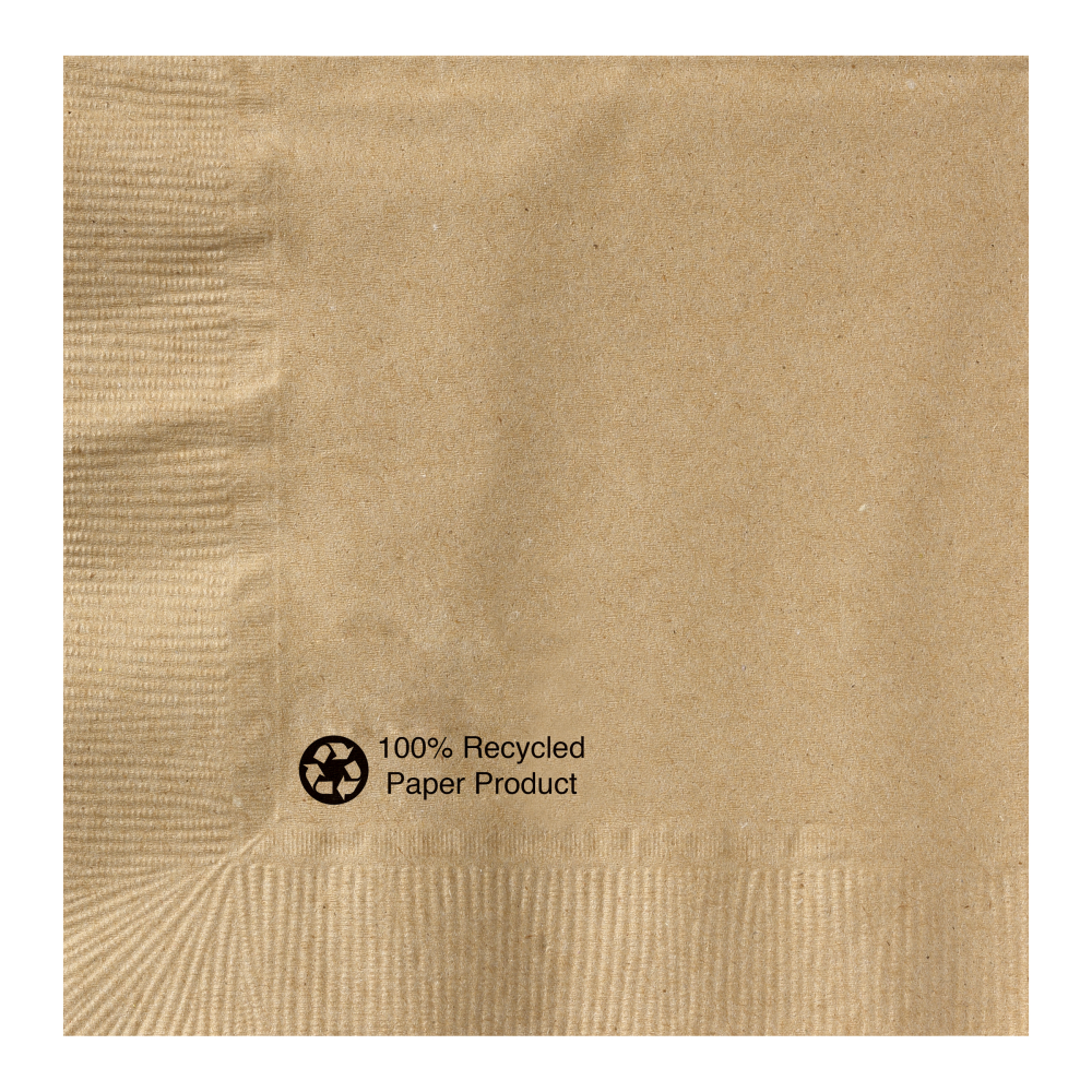 Hoffmaster Kraft 1 Ply 100 Percent Recycled Beverage Napkin, 10 X 10 Inch -- 1000 Per Case