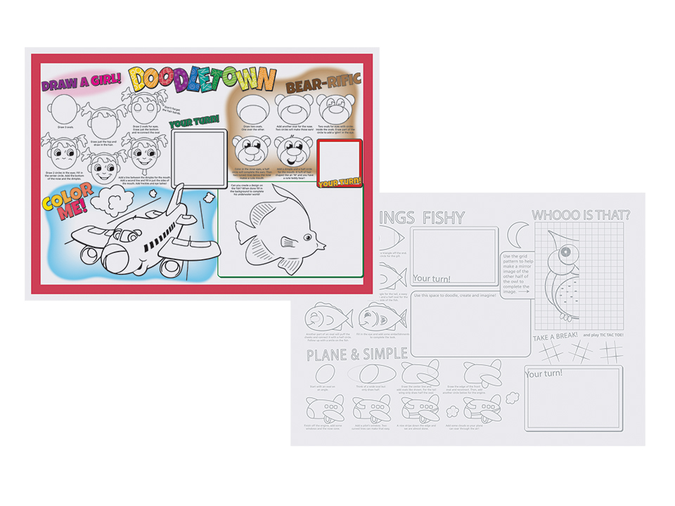 Hoffmaster Two Sided Doodletown Fun Placemat, 10 x 14 inch 1000 per