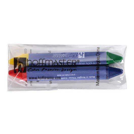 Hoffmaster Red Blue and Yellow Green Mini Triangular Double Tip Crayon