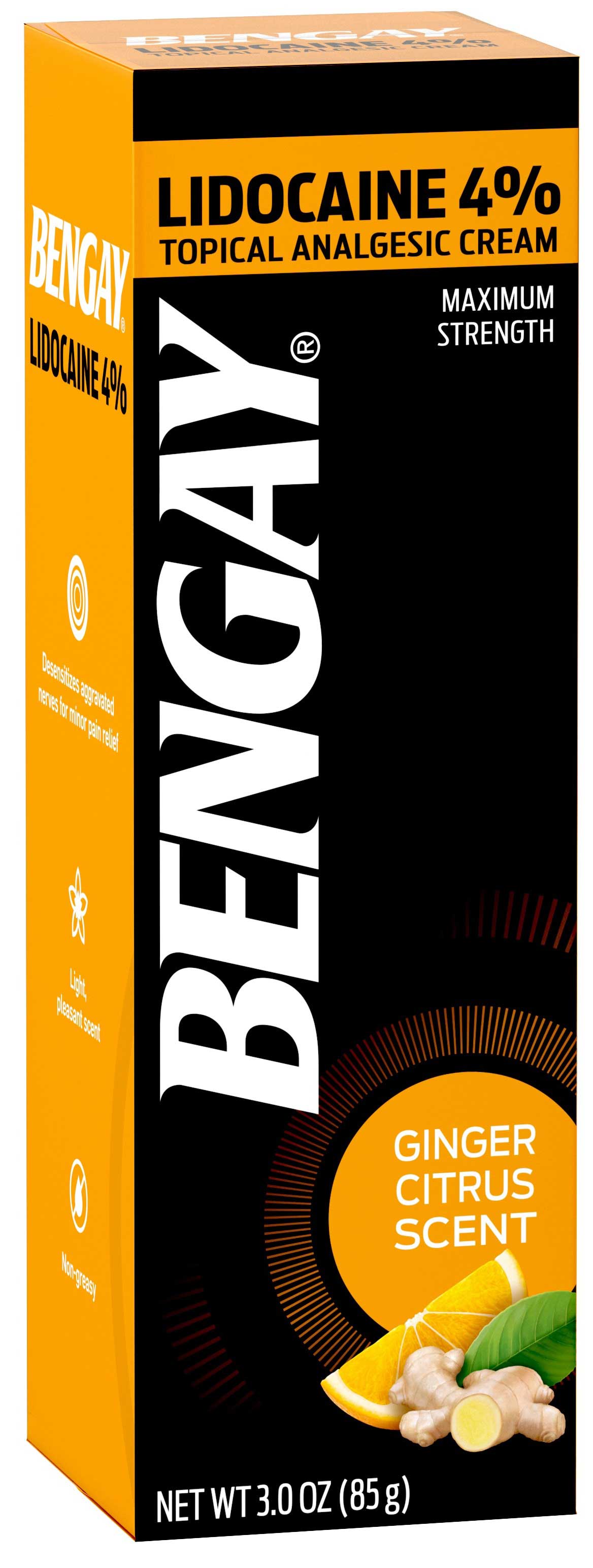 Listerine Bengay Ginger Citrus 4 Percent Lidocaine Cream, 3 Ounce