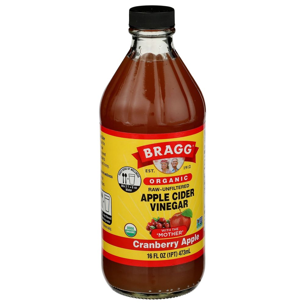 Bragg Organic Raw Unfiltered Cranberry Apple Cider Vinegar, 16 Ounce -- 12 Per Case