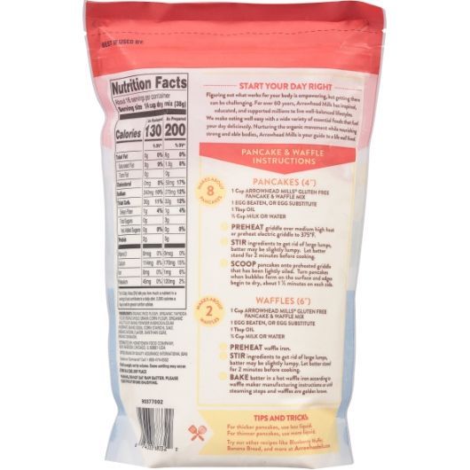 Arrowhead Mills Organic Gluten Free Pancake And Waffle Mix, 22 Ounce -- 6 Per Case