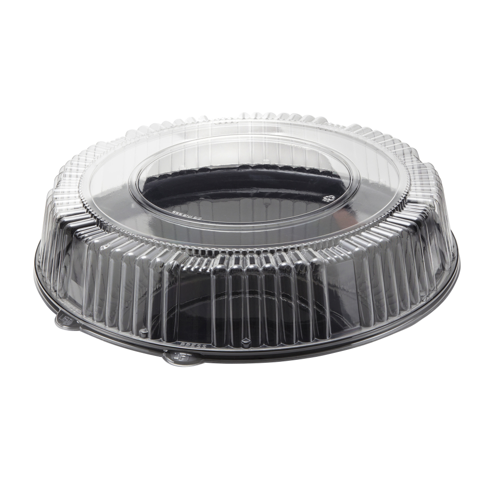 Wna Checkmate Black Round High Edge Rigid Tray With Dome Lid Combo, 16 Inch -- 25 Per Case