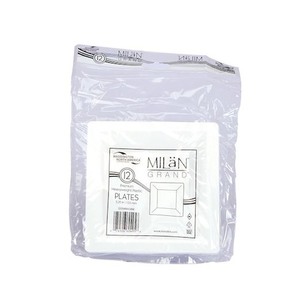 Wna Milan Grand 5.25 Inch White Premium Heavyweight Plastic Plate, 12 Count -- 14 Per Case